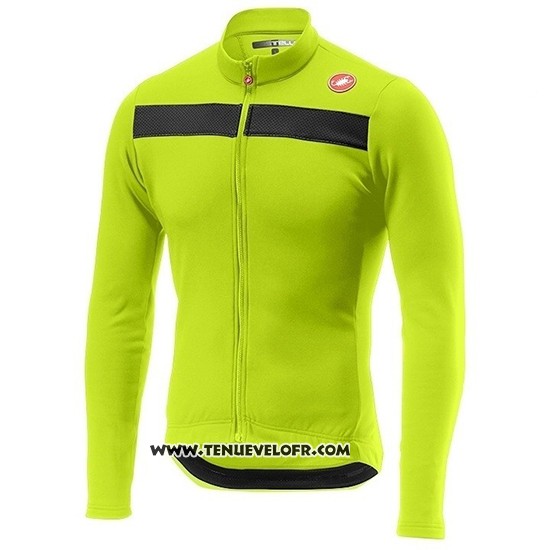 2019 Maillot Ciclismo Castelli Puro 3 Vert Noir Manches Longues et Cuissard
