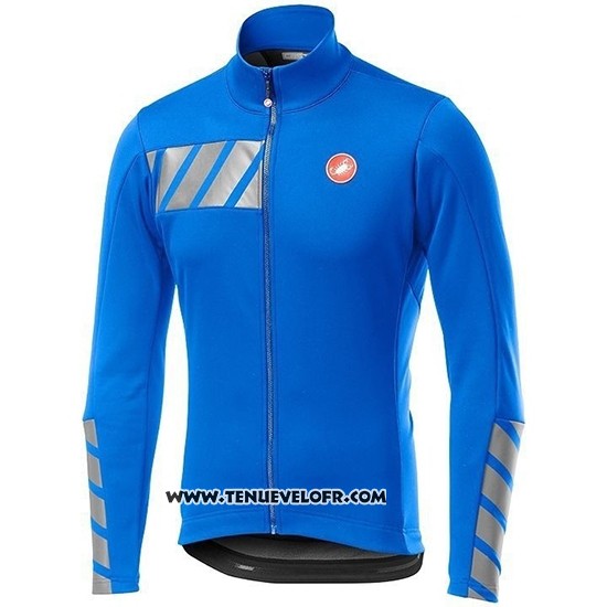 2019 Maillot Ciclismo Castelli Raddoppia 2 Bleu Argent Manches Longues et Cuissard