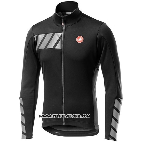2019 Maillot Ciclismo Castelli Raddoppia 2 Noir Argent Manches Longues et Cuissard