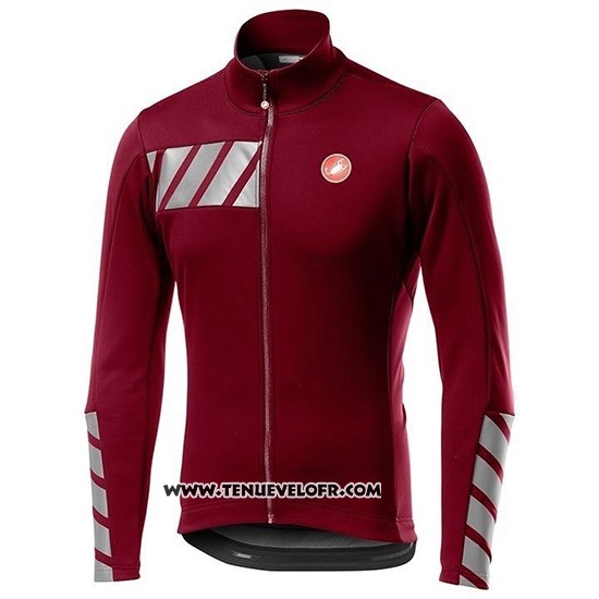 2019 Maillot Ciclismo Castelli Raddoppia 2 Rouge Argent Manches Longues et Cuissard