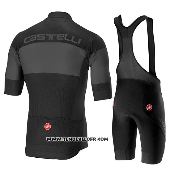 2019 Maillot Ciclismo Castelli Ruota Noir Gris Manches Courtes et Cuissard
