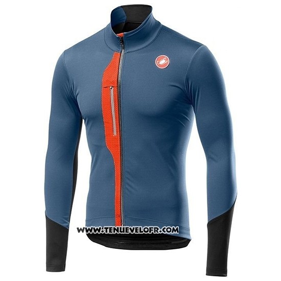 2019 Maillot Ciclismo Castelli TRAS Bleu Orange Manches Longues et Cuissard
