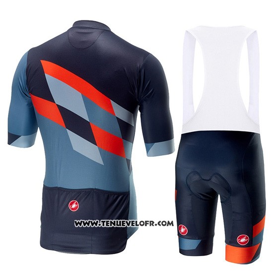 2019 Maillot Ciclismo Castelli Tabula Rasa Bleu Orange Manches Courtes et Cuissard