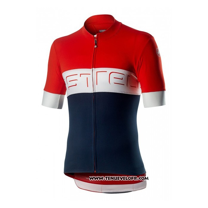 2020 Maillot Cyclisme Castelli Rouge Bleu Manches Courtes et Cuissard