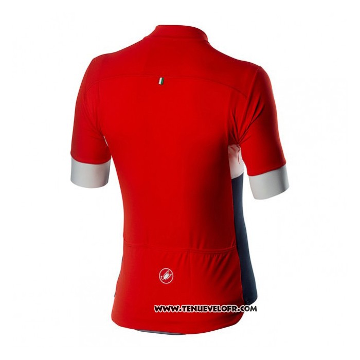 2020 Maillot Cyclisme Castelli Rouge Bleu Manches Courtes et Cuissard