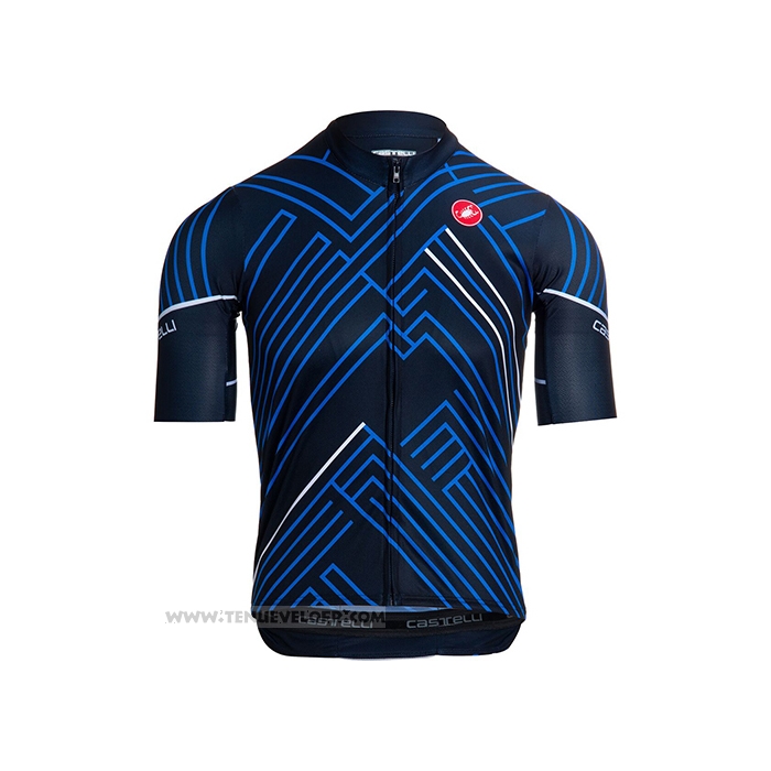 2021 Maillot Cyclisme Castelli Bleu Noir Blanc Manches Courtes et Cuissard
