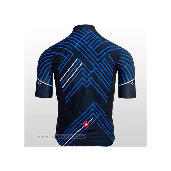 2021 Maillot Cyclisme Castelli Bleu Noir Blanc Manches Courtes et Cuissard