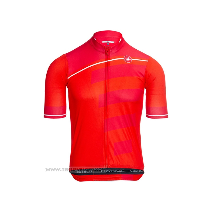 2021 Maillot Cyclisme Castelli Brillant Rose Rouge Manches Courtes et Cuissard