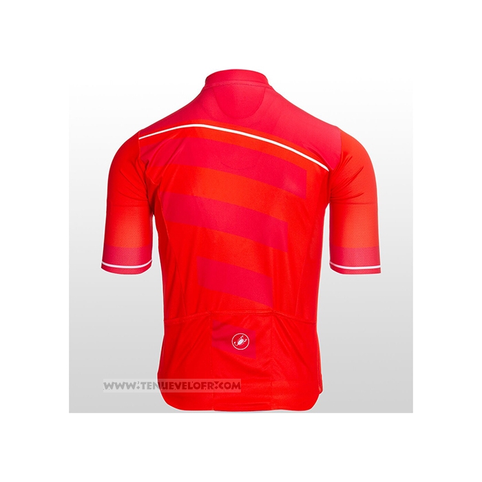 2021 Maillot Cyclisme Castelli Brillant Rose Rouge Manches Courtes et Cuissard