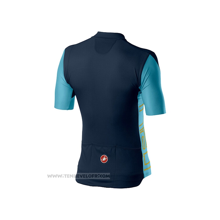 2021 Maillot Cyclisme Castelli Fonce Bleu Manches Courtes et Cuissard