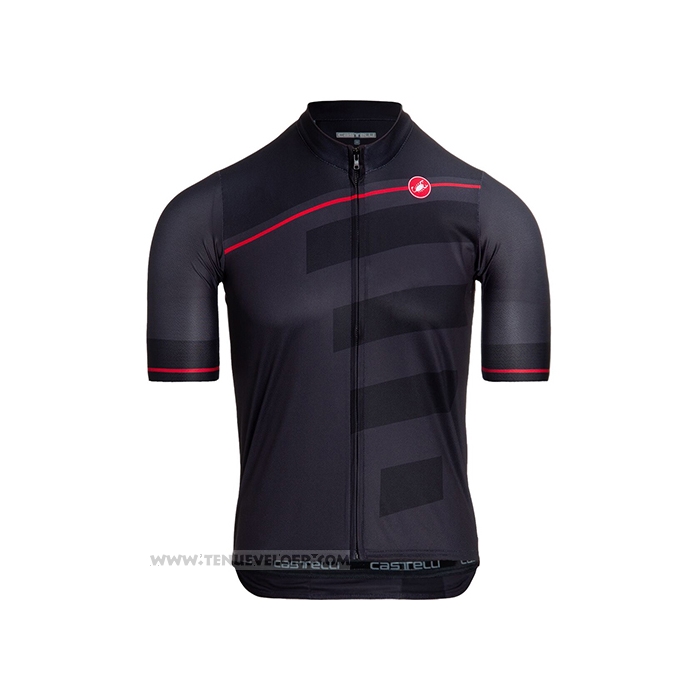 2021 Maillot Cyclisme Castelli Fonce Noir Manches Courtes et Cuissard