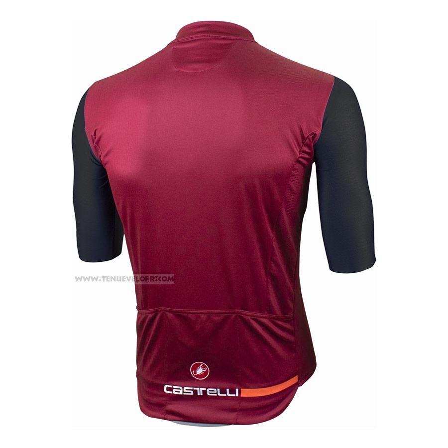 2021 Maillot Cyclisme Castelli Fonce Rouge Manches Courtes et Cuissard