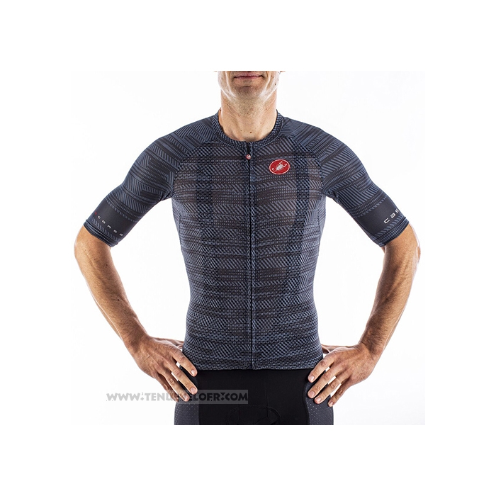 2021 Maillot Cyclisme Castelli Gris Bleu Manches Courtes et Cuissard