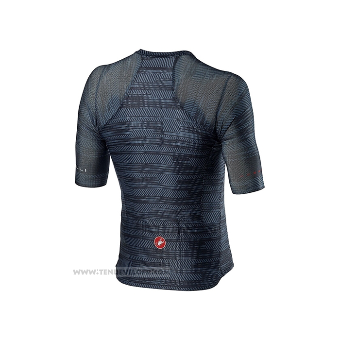 2021 Maillot Cyclisme Castelli Gris Bleu Manches Courtes et Cuissard
