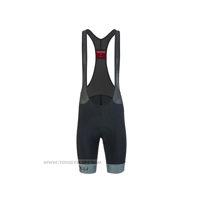 2021 Maillot Cyclisme Castelli Gris Bleu Manches Courtes et Cuissard