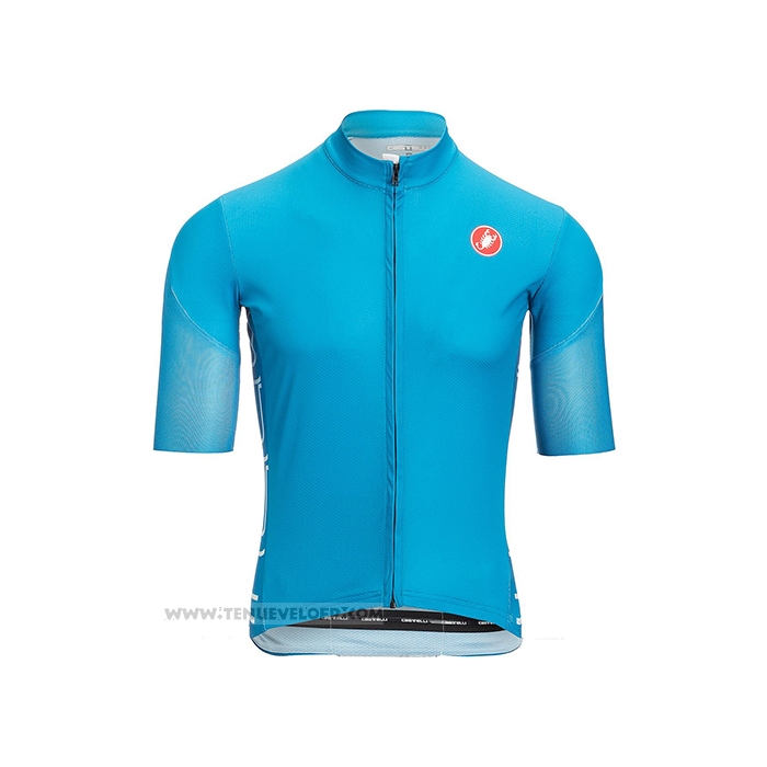2021 Maillot Cyclisme Castelli Lumiere Bleu Manches Courtes et Cuissard