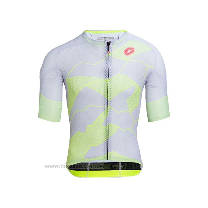 2021 Maillot Cyclisme Castelli Lumiere Jaune Blanc Manches Courtes et Cuissard