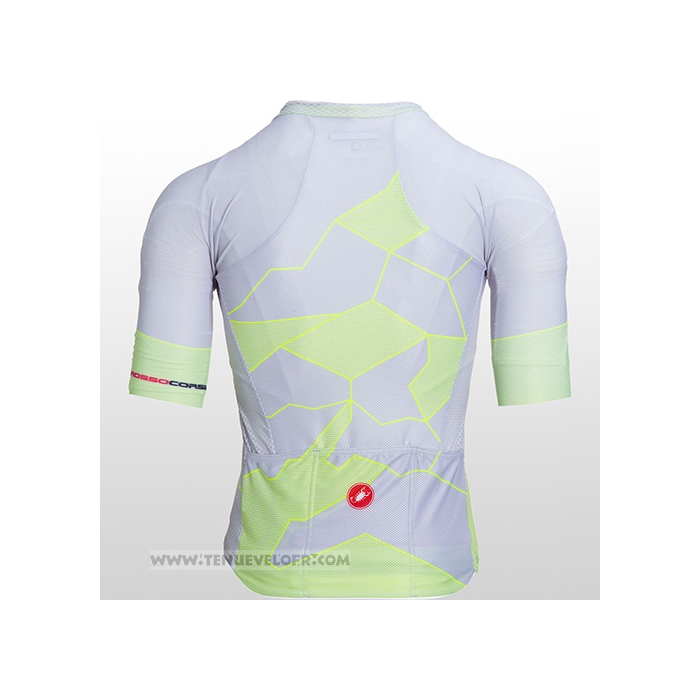 2021 Maillot Cyclisme Castelli Lumiere Jaune Blanc Manches Courtes et Cuissard