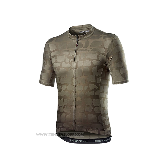 2021 Maillot Cyclisme Castelli Marron Vert Manches Courtes et Cuissard