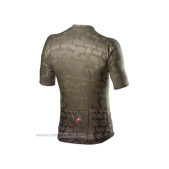 2021 Maillot Cyclisme Castelli Marron Vert Manches Courtes et Cuissard