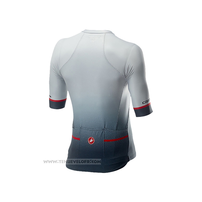 2021 Maillot Cyclisme Castelli Noir Gris Blanc Manches Courtes et Cuissard