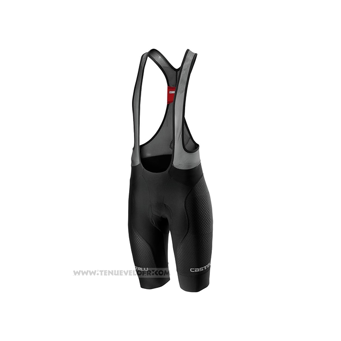 2021 Maillot Cyclisme Castelli Noir Gris Blanc Manches Courtes et Cuissard