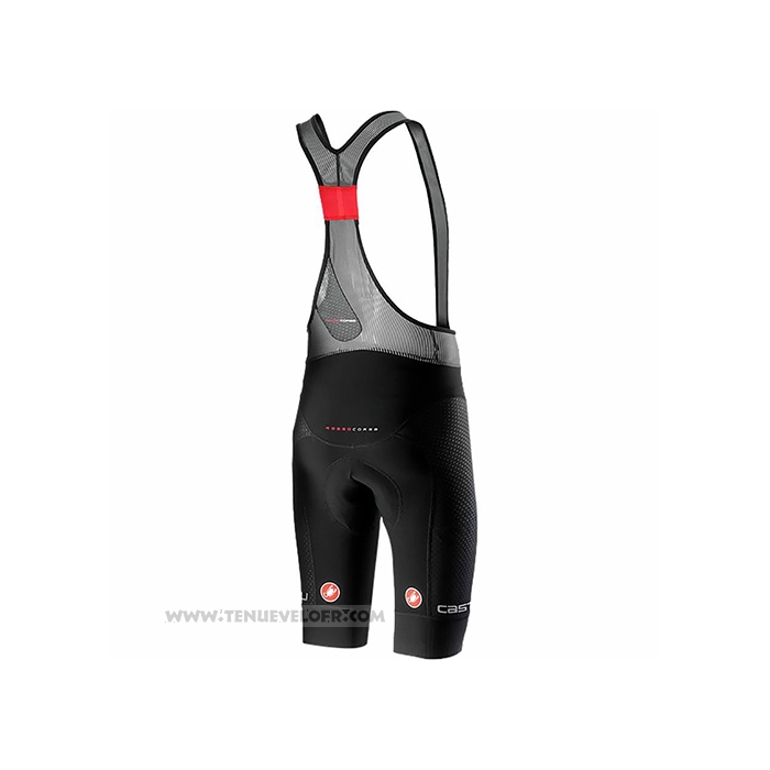 2021 Maillot Cyclisme Castelli Noir Gris Blanc Manches Courtes et Cuissard