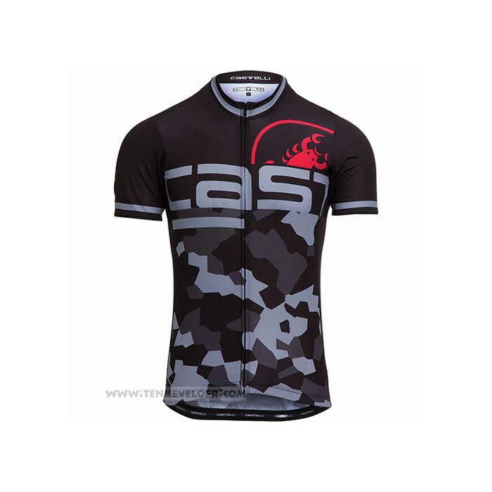 2021 Maillot Cyclisme Castelli Noir Gris Manches Courtes et Cuissard