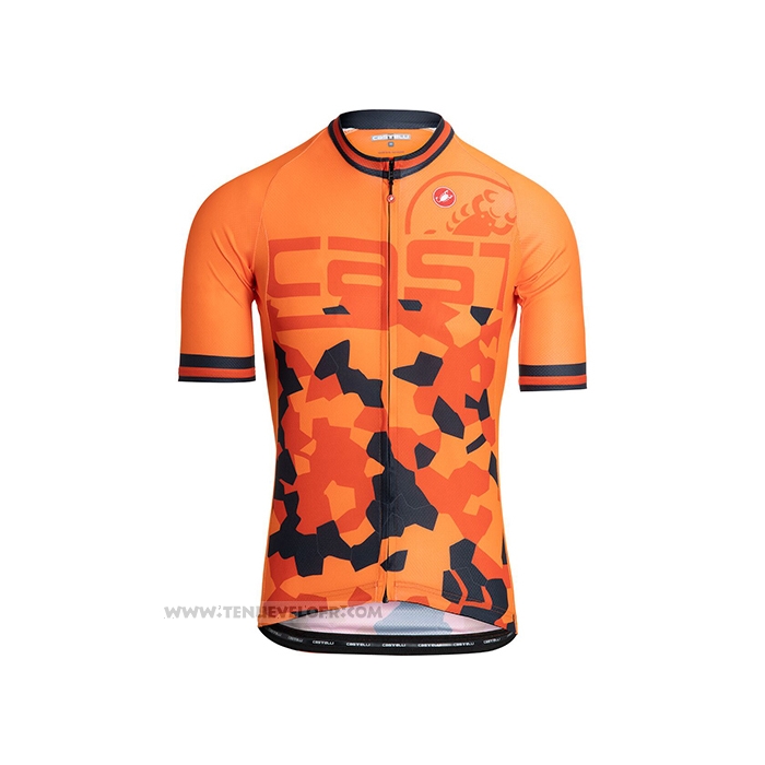 2021 Maillot Cyclisme Castelli Orange Manches Courtes et Cuissard