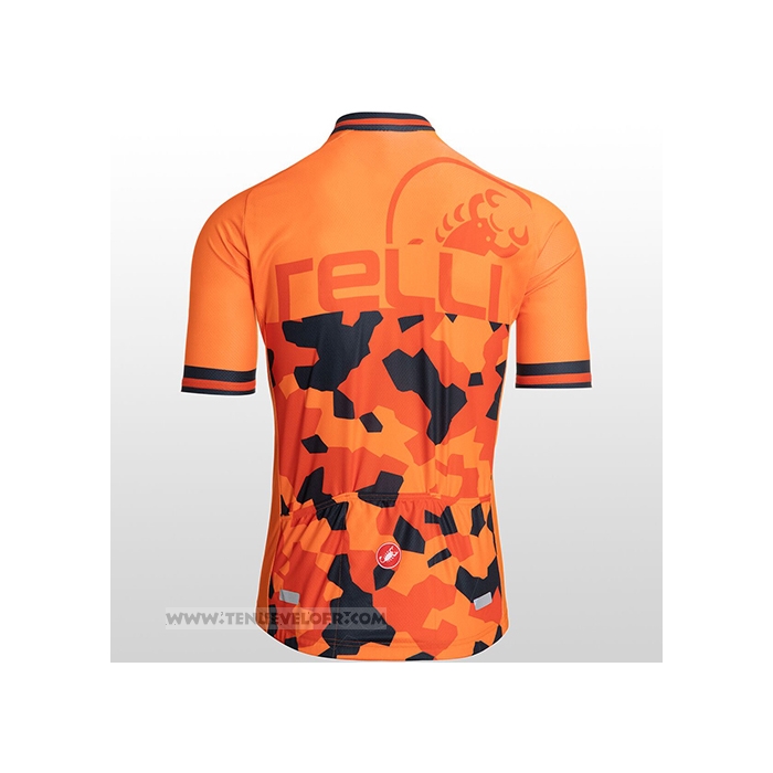 2021 Maillot Cyclisme Castelli Orange Manches Courtes et Cuissard