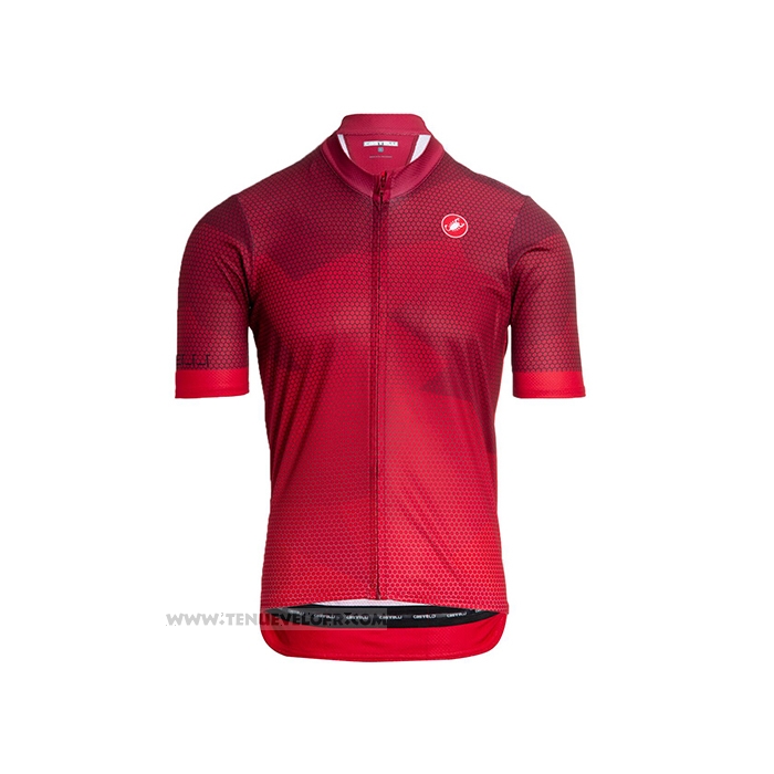2021 Maillot Cyclisme Castelli Profond Rouge Manches Courtes et Cuissard