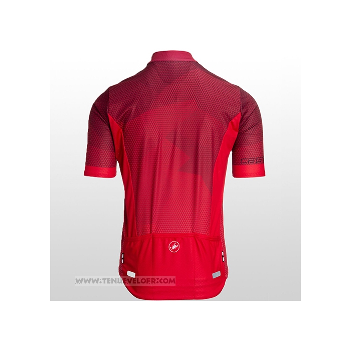 2021 Maillot Cyclisme Castelli Profond Rouge Manches Courtes et Cuissard