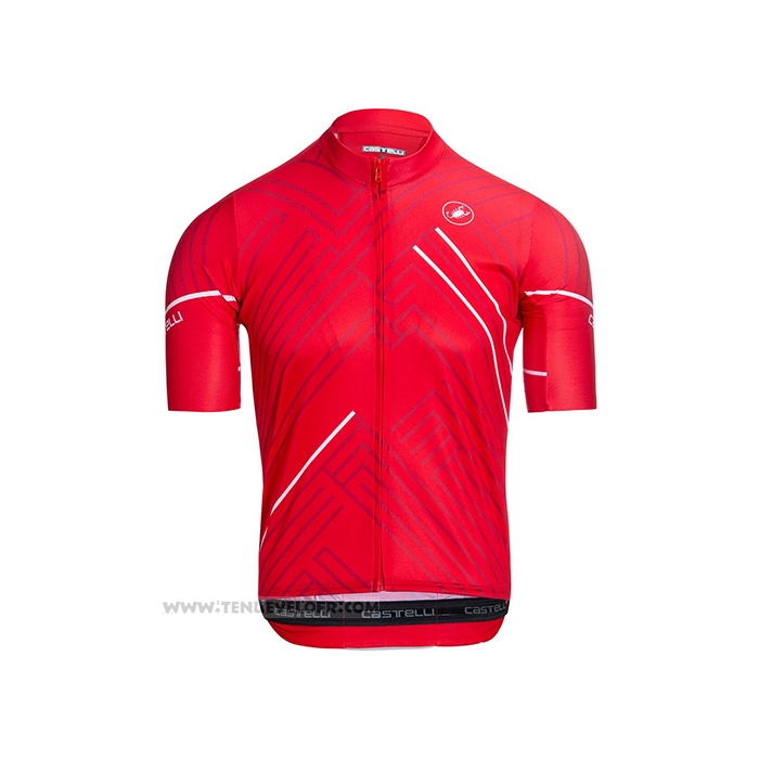 2021 Maillot Cyclisme Castelli Rouge Blanc Manches Courtes et Cuissard