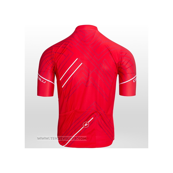 2021 Maillot Cyclisme Castelli Rouge Blanc Manches Courtes et Cuissard