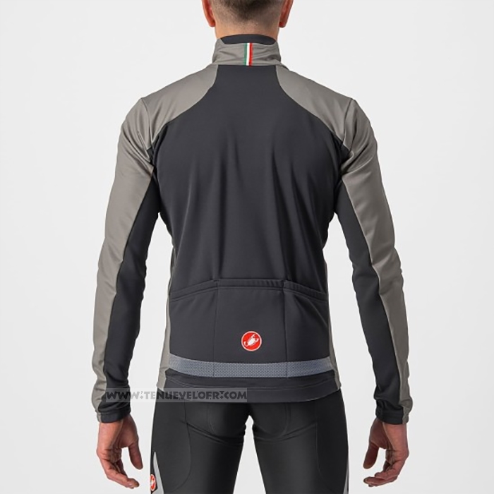 2022 Maillot Cyclisme Castelli Argent Gris Manches Longues et Cuissard