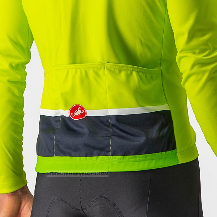 2022 Maillot Cyclisme Castelli Brillant Vert Manches Longues et Cuissard