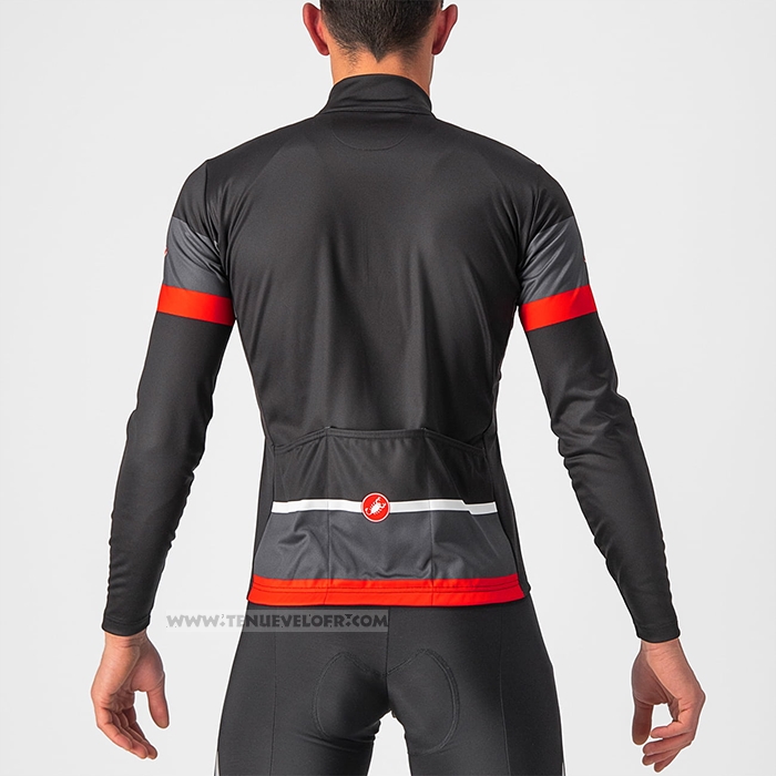 2022 Maillot Cyclisme Castelli Rouge Noir Manches Longues et Cuissard