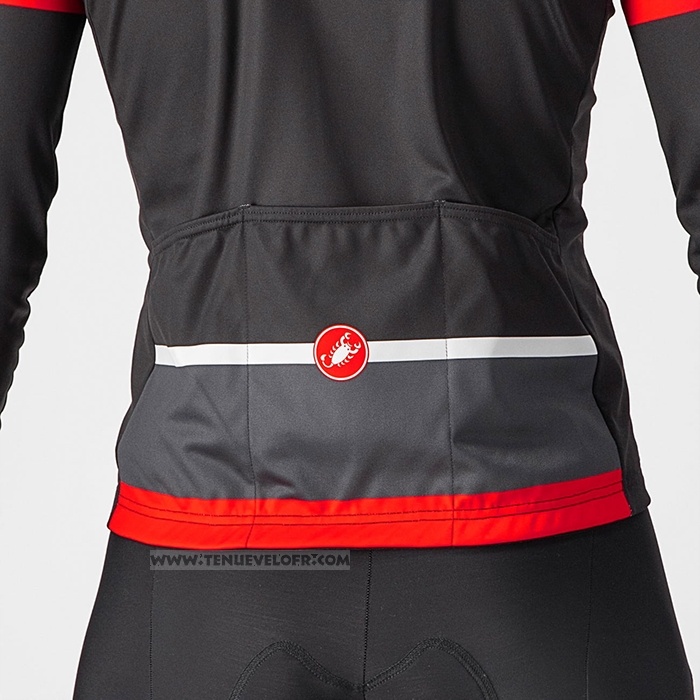 2022 Maillot Cyclisme Castelli Rouge Noir Manches Longues et Cuissard