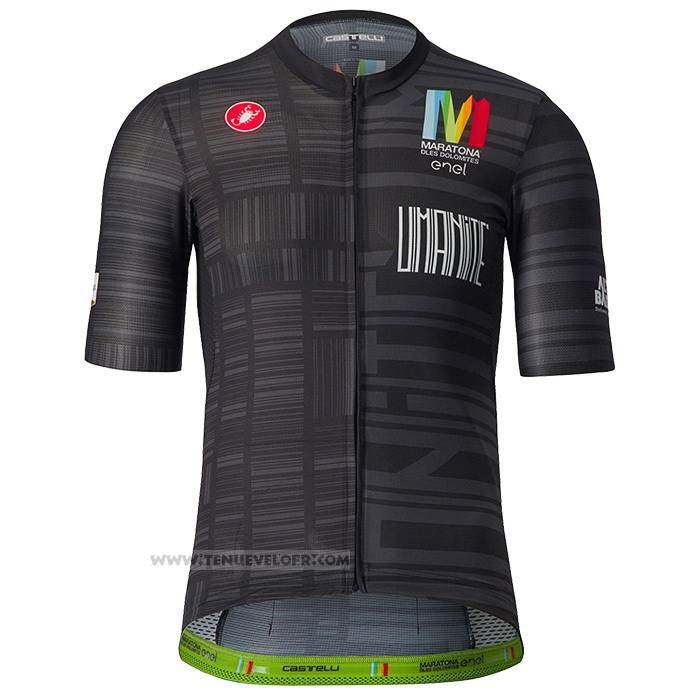 2023 Maillot Cyclisme Castelli Maratona Dles Dolomites-enel Noir Manches Courtes et Cuissard