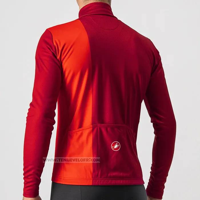 2023 Maillot Cyclisme Castelli Rouge Manches Longues Et Cuissard