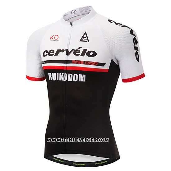 2018 Maillot Ciclismo Cervelo Blanc et Noir Manches Courtes et Cuissard