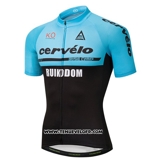 2018 Maillot Ciclismo Cervelo Bleu et Noir Manches Courtes et Cuissard