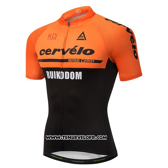 2018 Maillot Ciclismo Cervelo Orange et Noir Manches Courtes et Cuissard