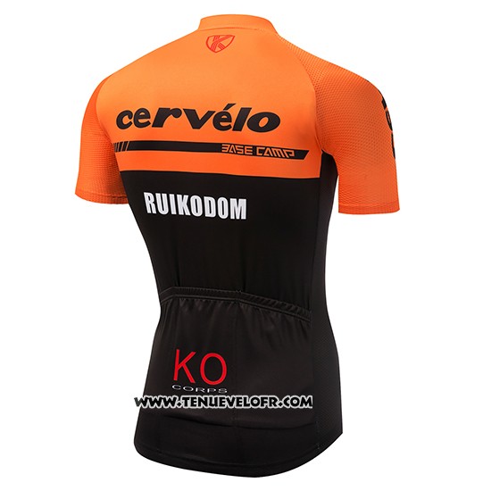 2018 Maillot Ciclismo Cervelo Orange et Noir Manches Courtes et Cuissard