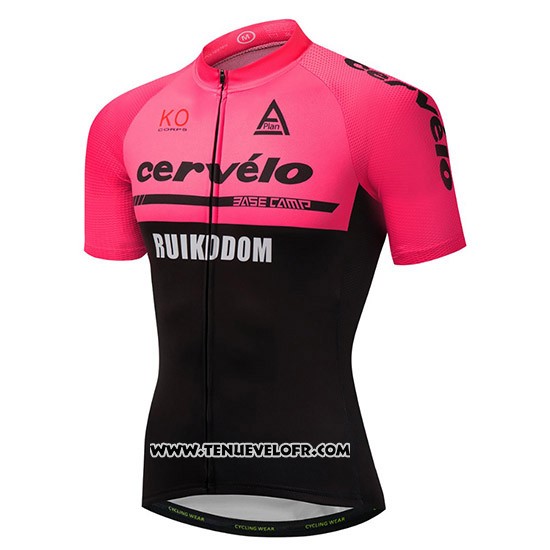 2018 Maillot Ciclismo Cervelo Rose et Noir Manches Courtes et Cuissard