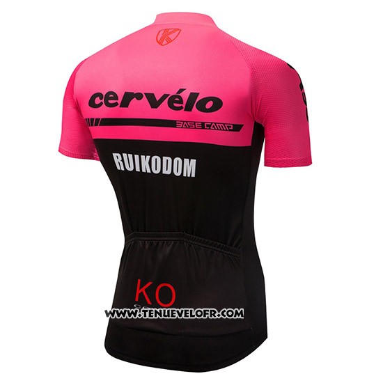 2018 Maillot Ciclismo Cervelo Rose et Noir Manches Courtes et Cuissard