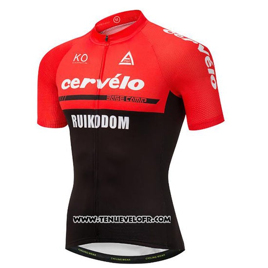 2018 Maillot Ciclismo Cervelo Rouge et Noir Manches Courtes et Cuissard