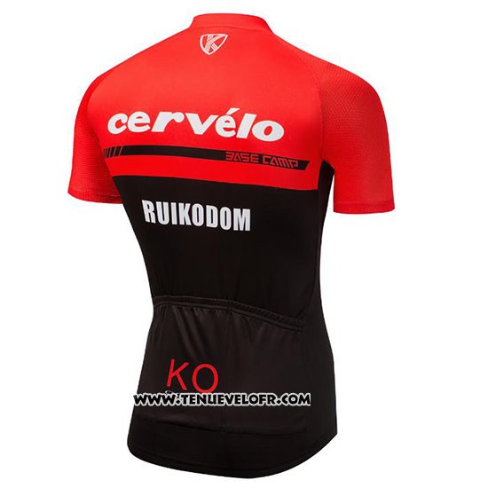 2018 Maillot Ciclismo Cervelo Rouge et Noir Manches Courtes et Cuissard