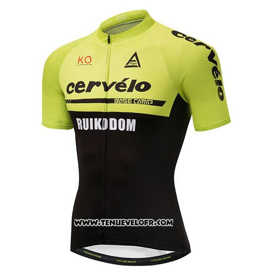 2018 Maillot Ciclismo Cervelo Vert et Noir Manches Courtes et Cuissard