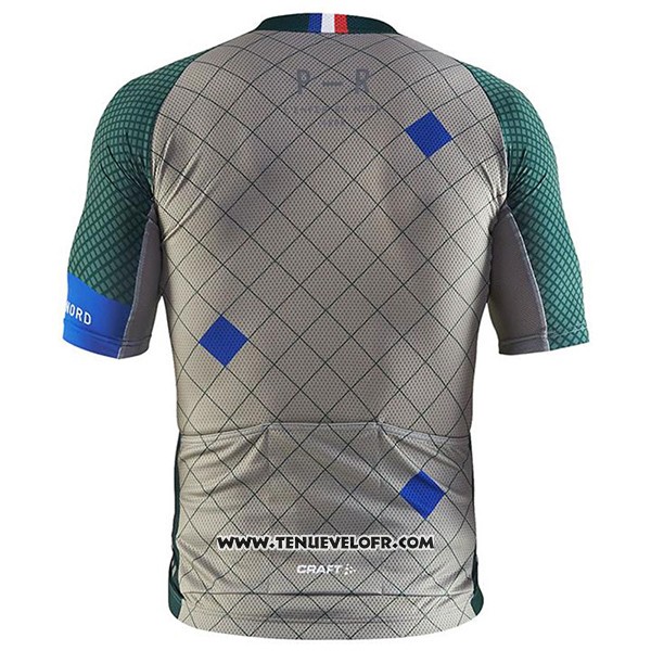 2017 Maillot Ciclismo Craft Monuments Argent et Vert Manches Courtes et Cuissard